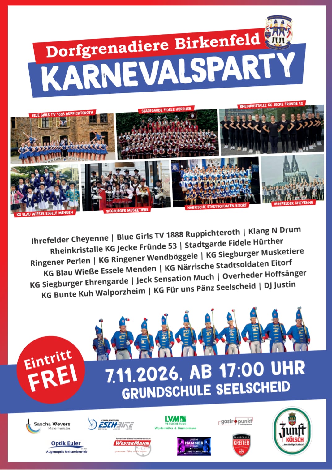 Karnevalsparty Dorfgrenadiere Birkenfeld Plakat
